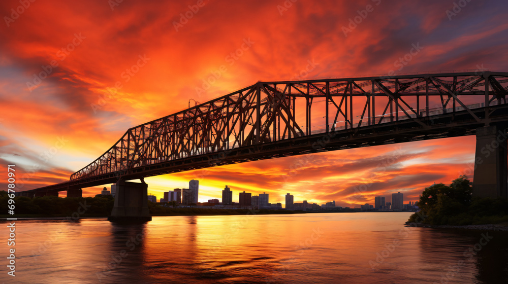 Jacques-Cartier Bridge in Montreal at sunset