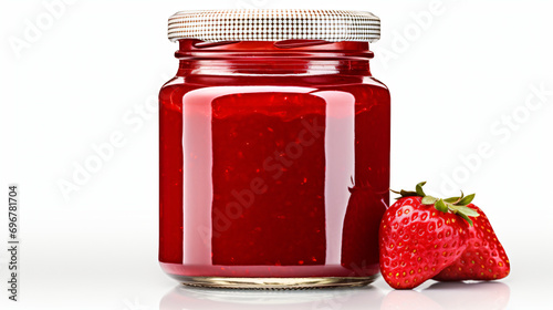 Jar of strawberry jam photo