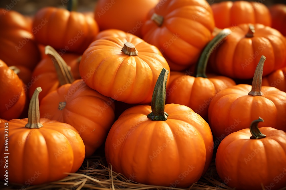 Autumnal Splendor: Pumpkins in a Vibrant Landscape