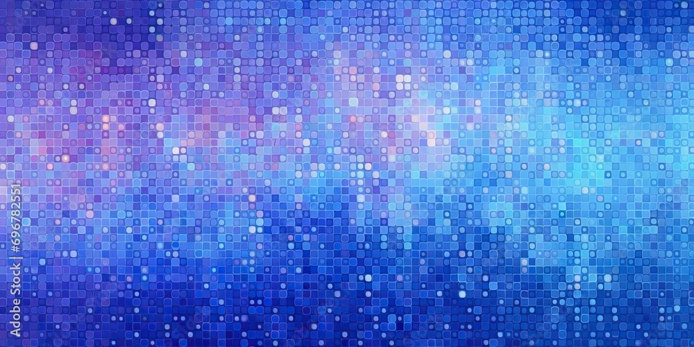 Technology and art  abstract composition features mesmerizing pattern of squares in various shades of blue. Geometric arrangement creates sense of order and structure of digital grid or pixelate