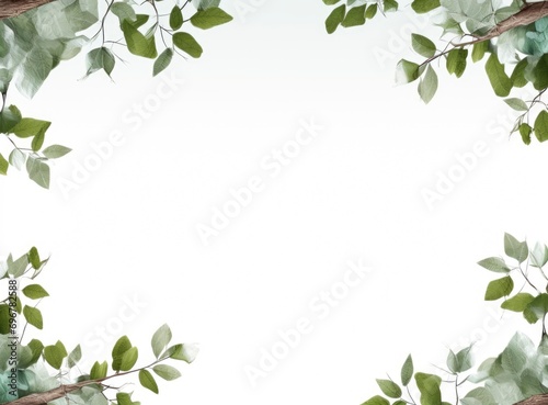 Minimalist flat fresh green foliage layout on clean background