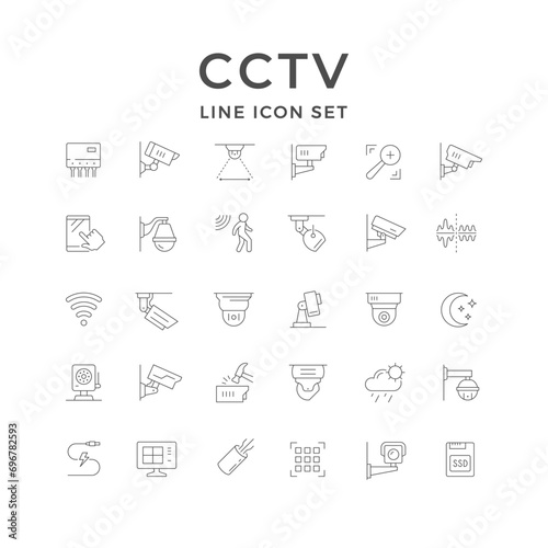 Set line icons of CCTV