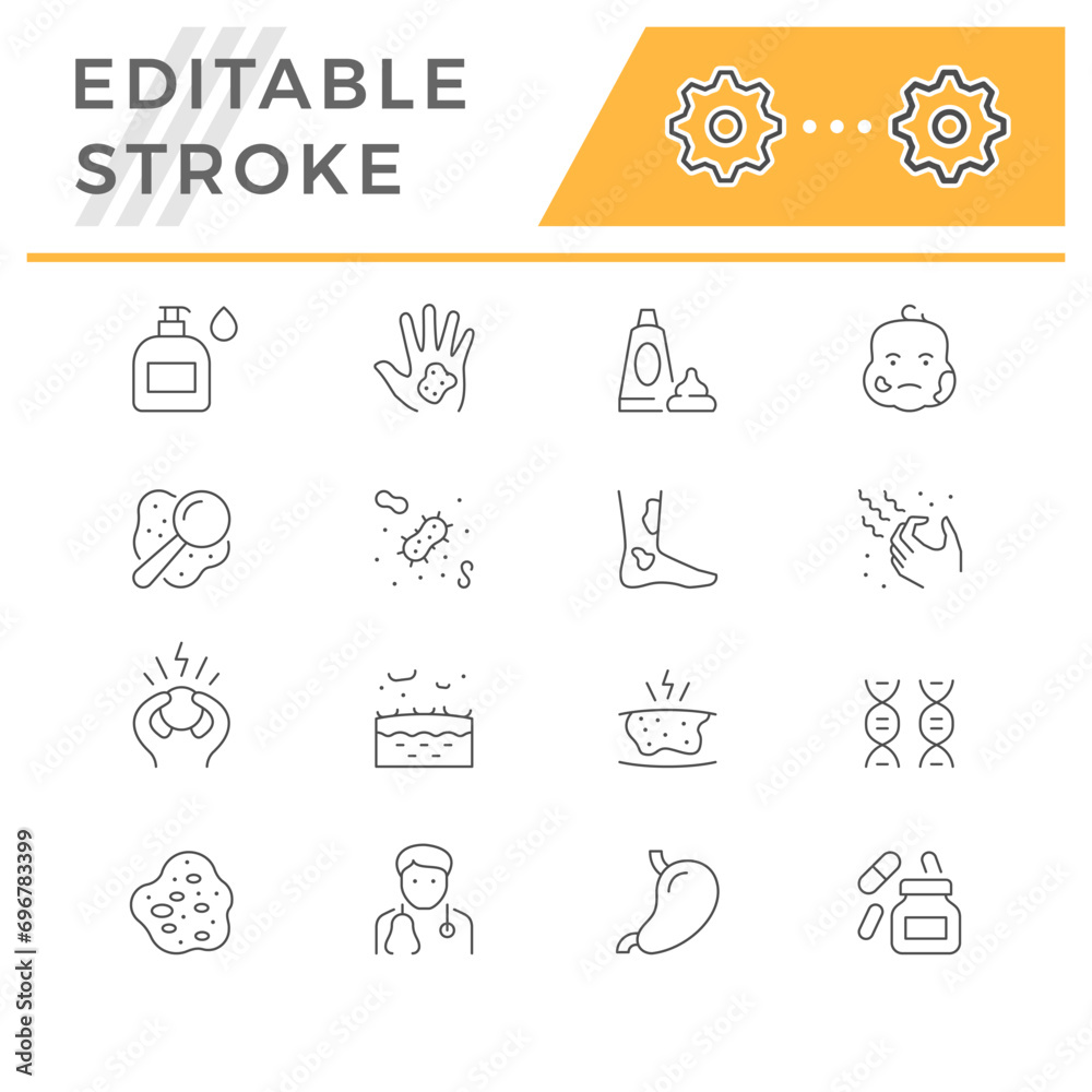 Set line icons of eczema Set line icons of eczema