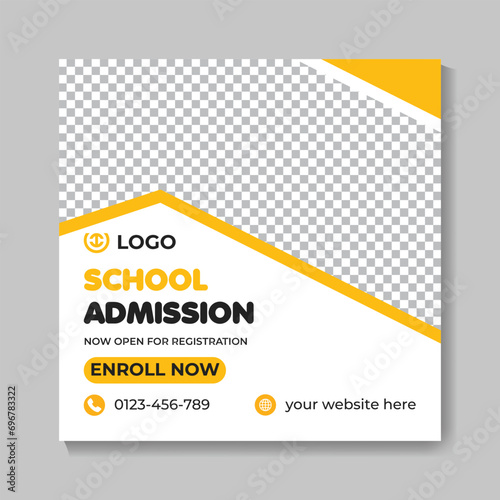 School admission education social media post design back to school web banner template