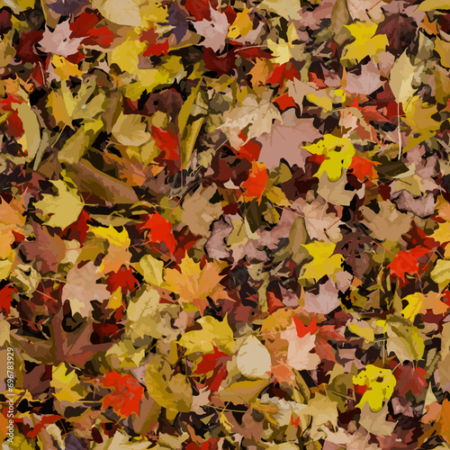 Realistic camouflage Seamless forest pattern. Branches and Oak leaves. Useable for hunting and wildlife photography purposes. Seamless vector illustra