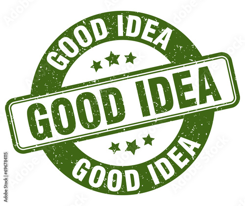 good idea stamp. good idea label. round grunge sign