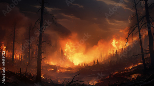 Raging forest fire