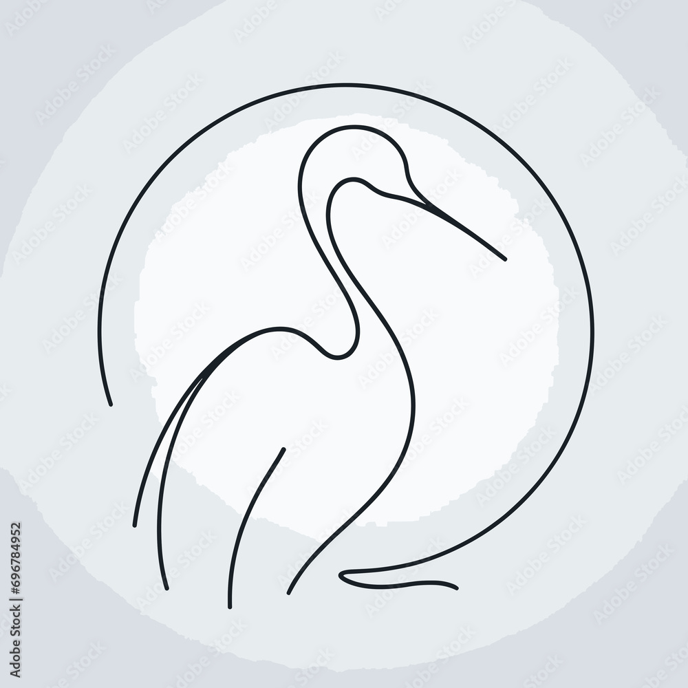 Continuous contour of heron in one line Continuous contour of heron in one line