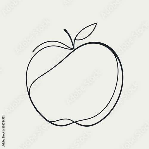 Continuous contour of apple in one line