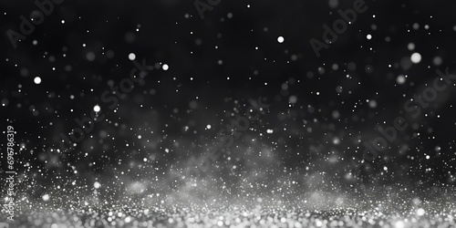 Texture background abstract black and white or silver Glitter and elegant for Christmas. Dust white. Sparkling magical dust particles. Magic concept. Abstract background with bokeh eff : Generative AI
