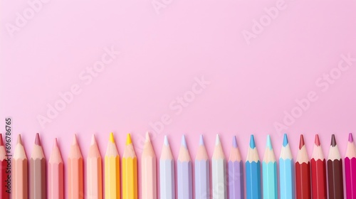 Pastel color pencils on pink background : Generative AI
