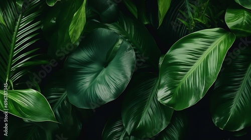 Calathea Orbifolia green natural leaves background   Generative AI