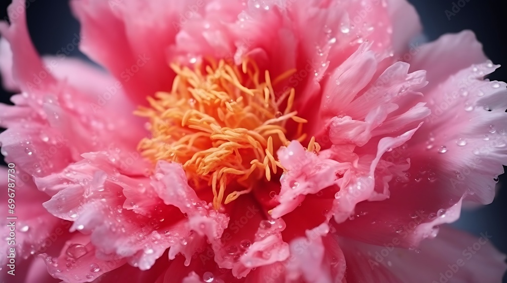 close up of beautiful pistils and stamens heavy with pollen pink peony flower : Generative AI close up of beautiful pistils and stamens heavy with pollen pink peony flower : Generative AI