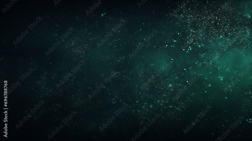 Dark green color gradient grainy background, illuminated spot on black, noise texture effect, wide banner size. : Generative AI
