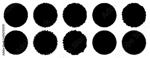 Set of jagged, round piece, ripped papers silhouettes vector illustration 