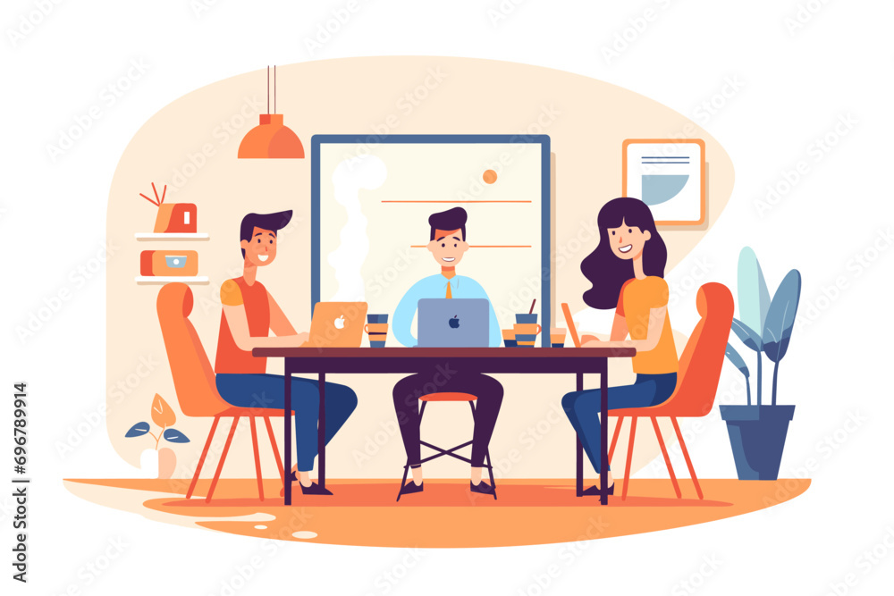 Happy office workers flat vector illustration. Cheerful corporate employees cartoon characters set. Young male and female students in casual clothes
