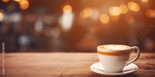 Coffee shop blur background with bokeh image.(vintage tone) : Generative AI