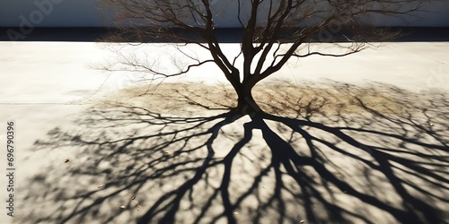 Shadow of a beautiful tree. Photo of the shadow. : Generative AI