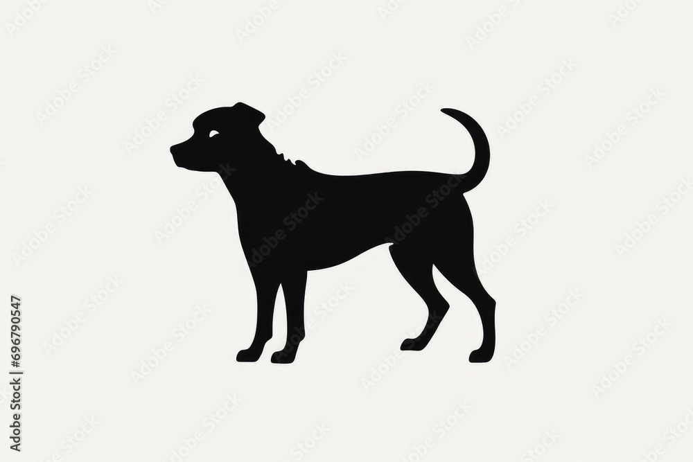 Black and white silhouette illustration of a dog in profile. Black and white silhouette illustration of a dog in profile.