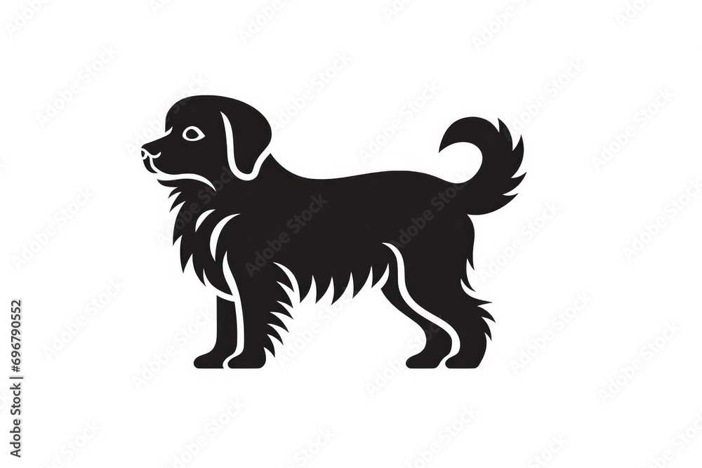 Black and white silhouette illustration of a dog in profile.
