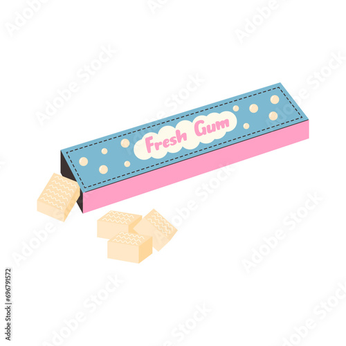 Bubble gum in a pack. Fresh chewing gum. Classic 80’s or 90’s peppermint pads.