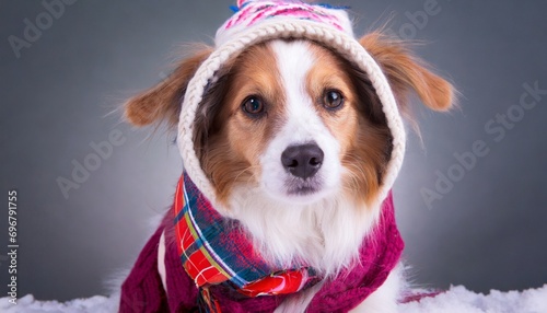 cute dog wearing winter clothing