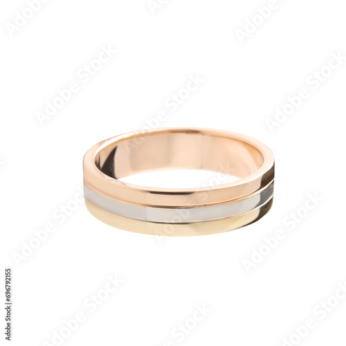 rose gold wedding gold wedding ring isolated on white background. Silver and gold wedding fashion jewelry