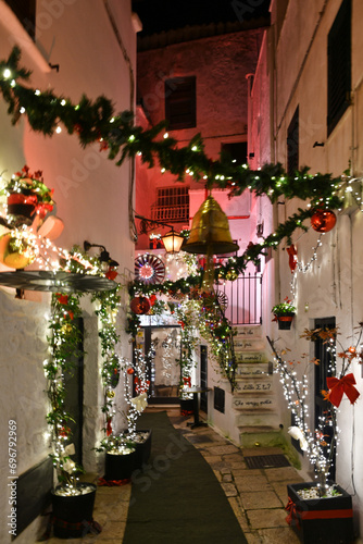 Cisternino  Italy  12.15.2023. A small Apulian town decorated with Christmas decorations.