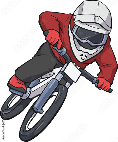 downhill bike rider cartoon vector