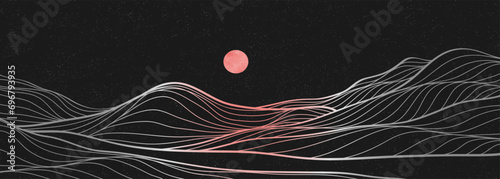 Mountain line art pattern illustration. Abstract mountain contemporary aesthetic backgrounds landscapes. use for print art, poster, cover, banner