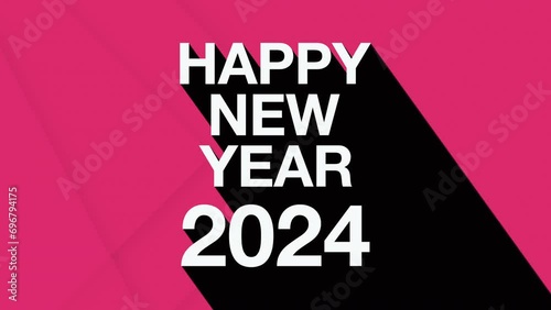2024 Happy New year text effect Cinematic Title Trailer animation. 2024 animation Isolated on Background colorfully. Happy New Year 2024 Celebration. Holiday.