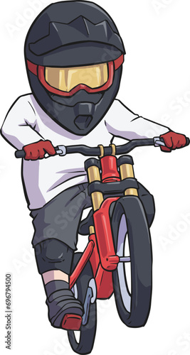 downhill bike rider cartoon vector