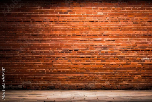 Old red brick wall background texture, brick wall of red color. Ai Generative 
