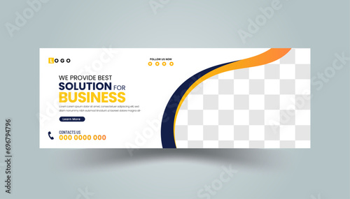 marketing Facebook cover design, business web banner template, social media marketing promotion timeline cover post, business ads with photo placeholder fully editable.