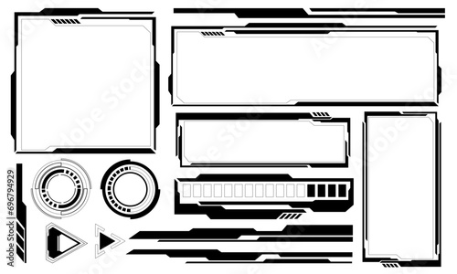 Black line cyber interface elements holographic on white design ultramodern futuristic vector