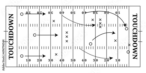 Board American football field white, top view with tactics © Bela Art