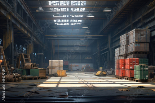 Industrial interior of a warehouse