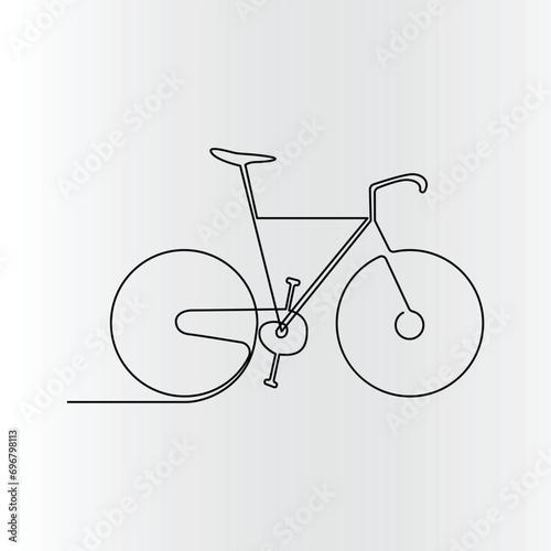 Single-line continuous bicycle drawing vector art and one-line outline bicycle illustration