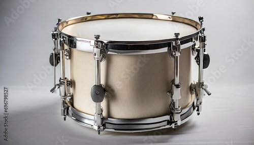big metal snare drum on white background generative ai photo