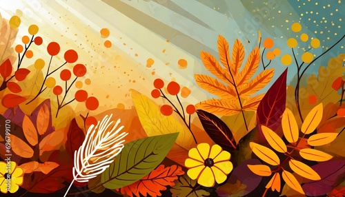 colorful autumn and thanksgiving illustration wallpaper banner © Bryson