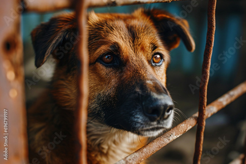 caged street dog photo