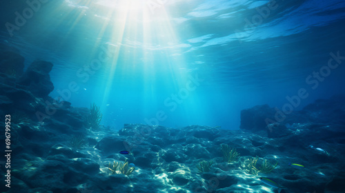 Ocean underwater rays of light background © Mishu