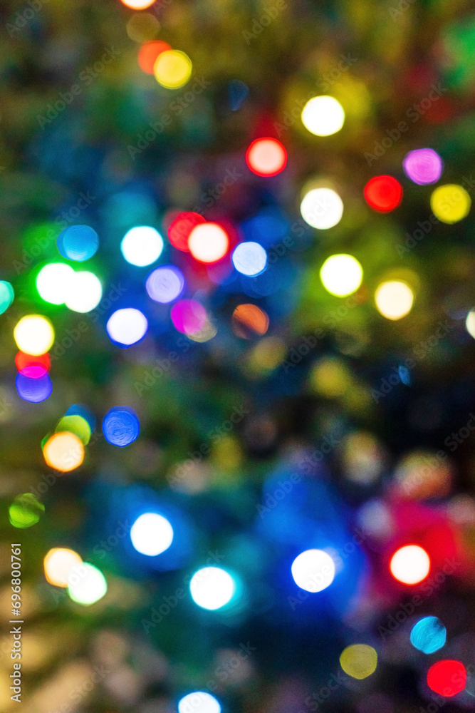 Blurred Christmas tree in the room Blurred Christmas tree in the room