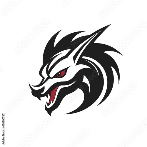 Monster dragon head vector illustration, tattoo logo icon design template © baobabay