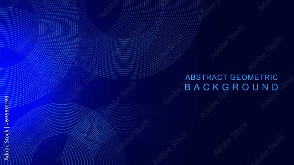 Abstract blue circular geometric lines background. Modern technology concept backdrop. - obrazy, fototapety, plakaty 