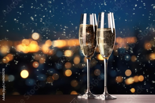 New Year's Eve Celebration with Champagne Glasses