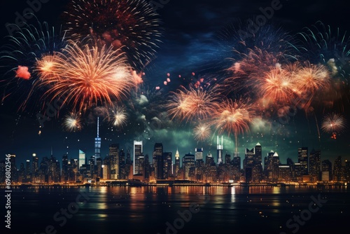 New York City Fireworks Display over the Hudson River