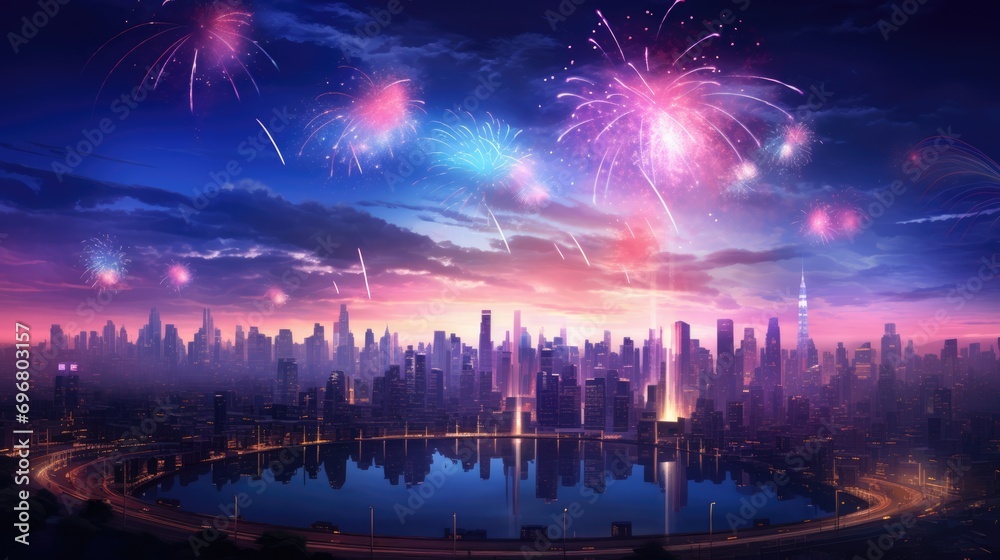 Fireworks over the City Skyline Fireworks over the City Skyline