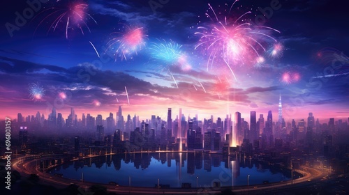 Fireworks over the City Skyline