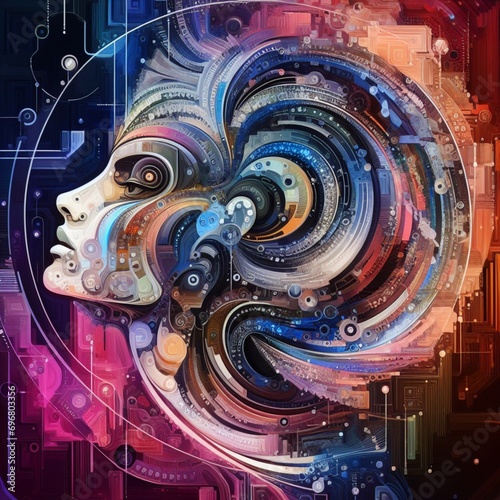 Abstract background with woman.